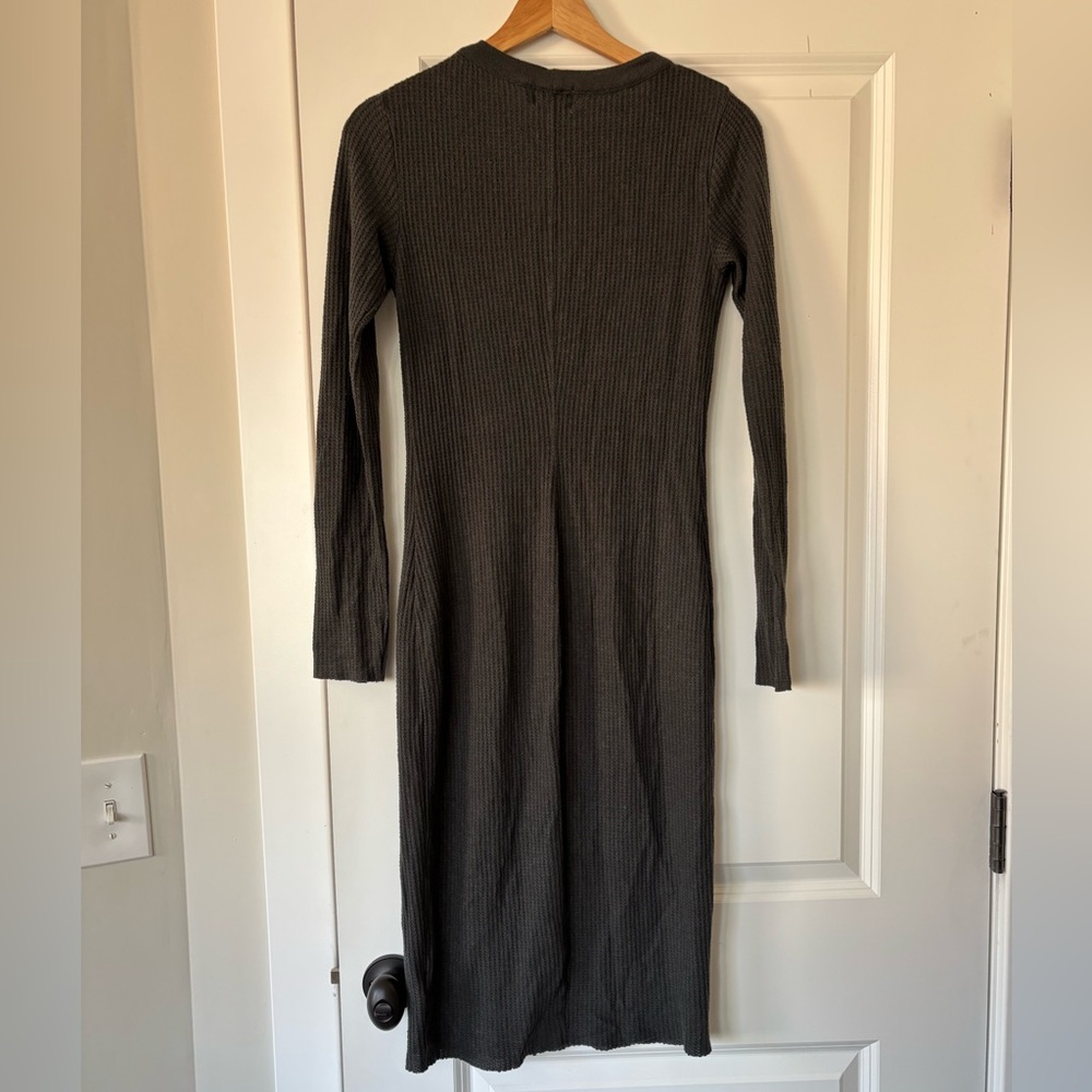 Black Button-Down Ribbed Dress - image 2